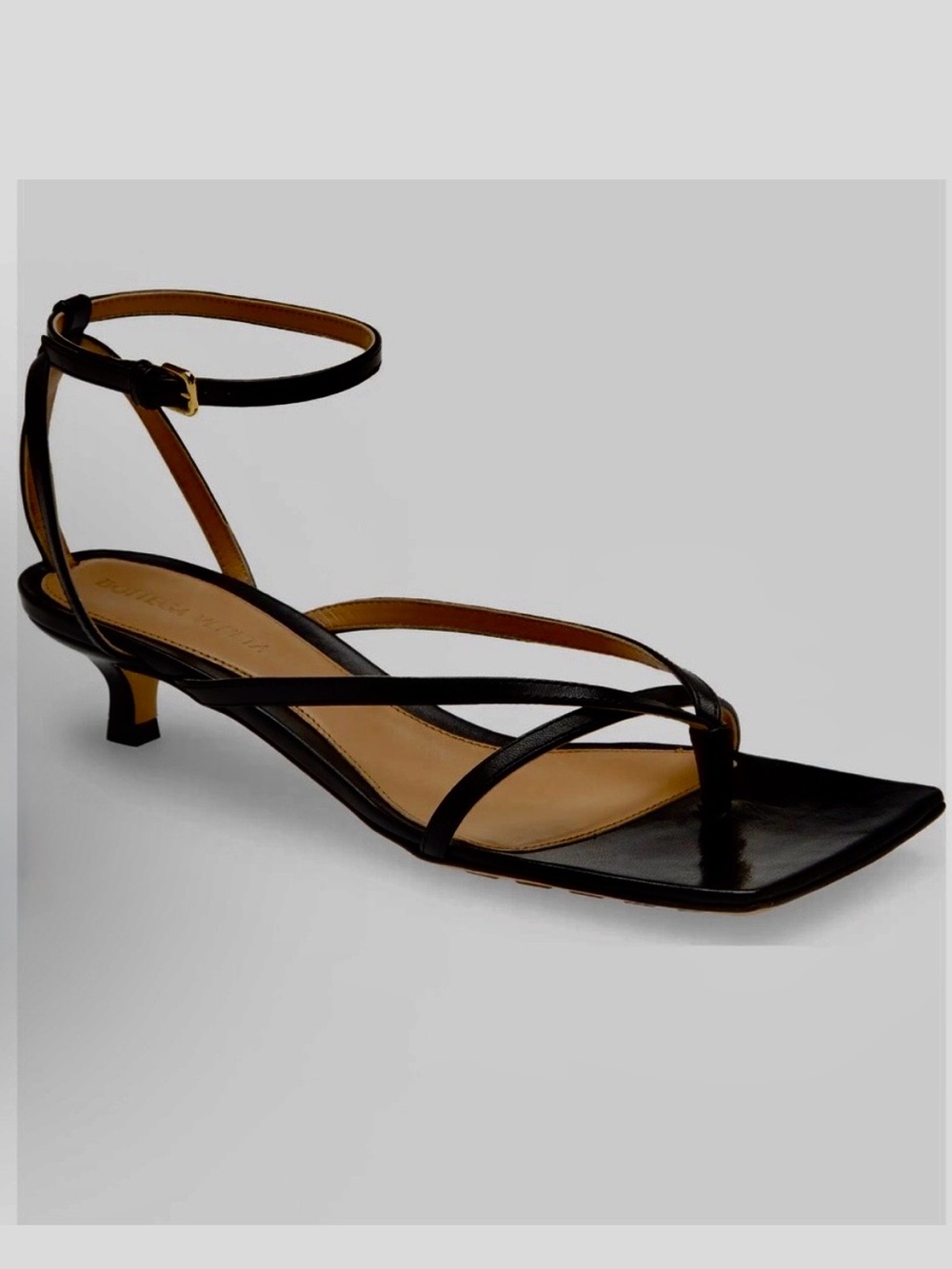 Bottega Veneta Black Strappy Kitten Heel Sandal EUC US size 6.5